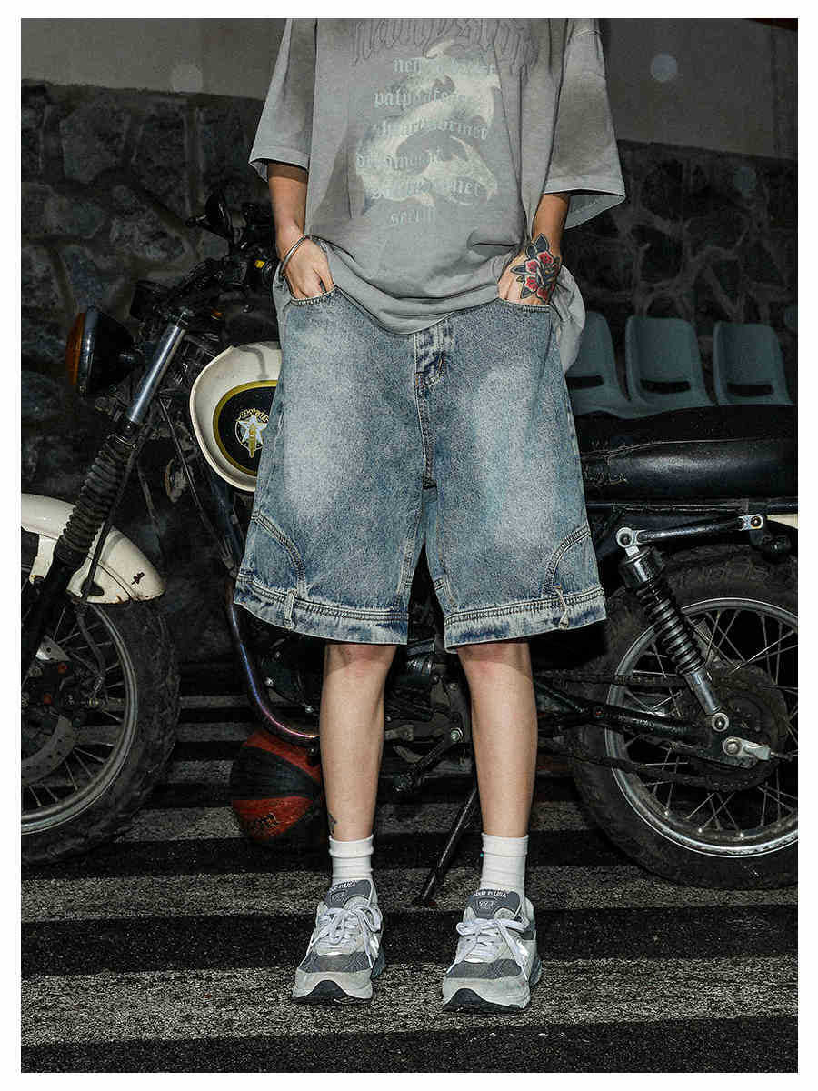 Washed Reverse Jorts Mens Casual Denim Shorts