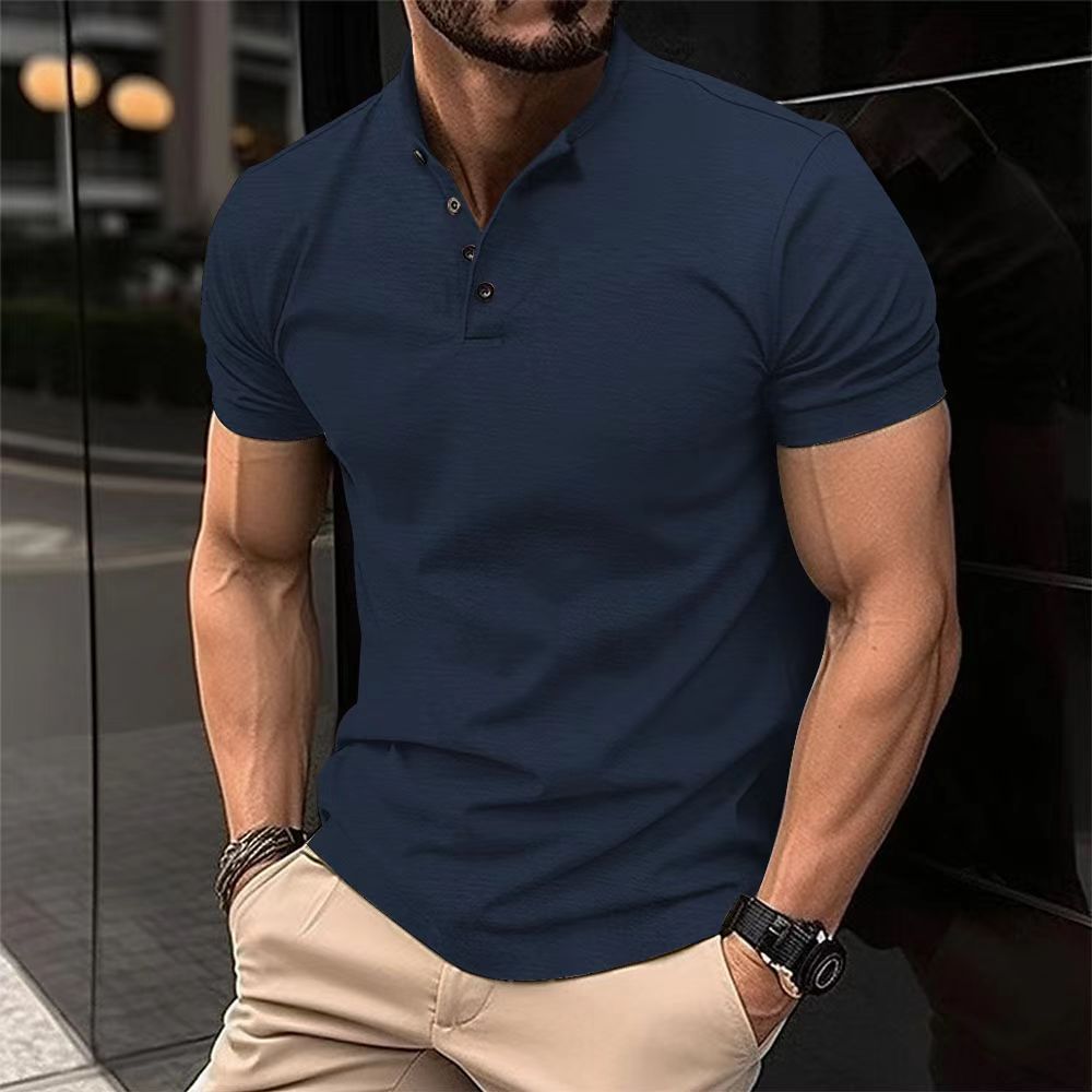 Men's casual T-shirt with buttons