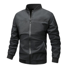 Men's Regular Fit Letter Embroidered Zip-Up Pilot Jacket