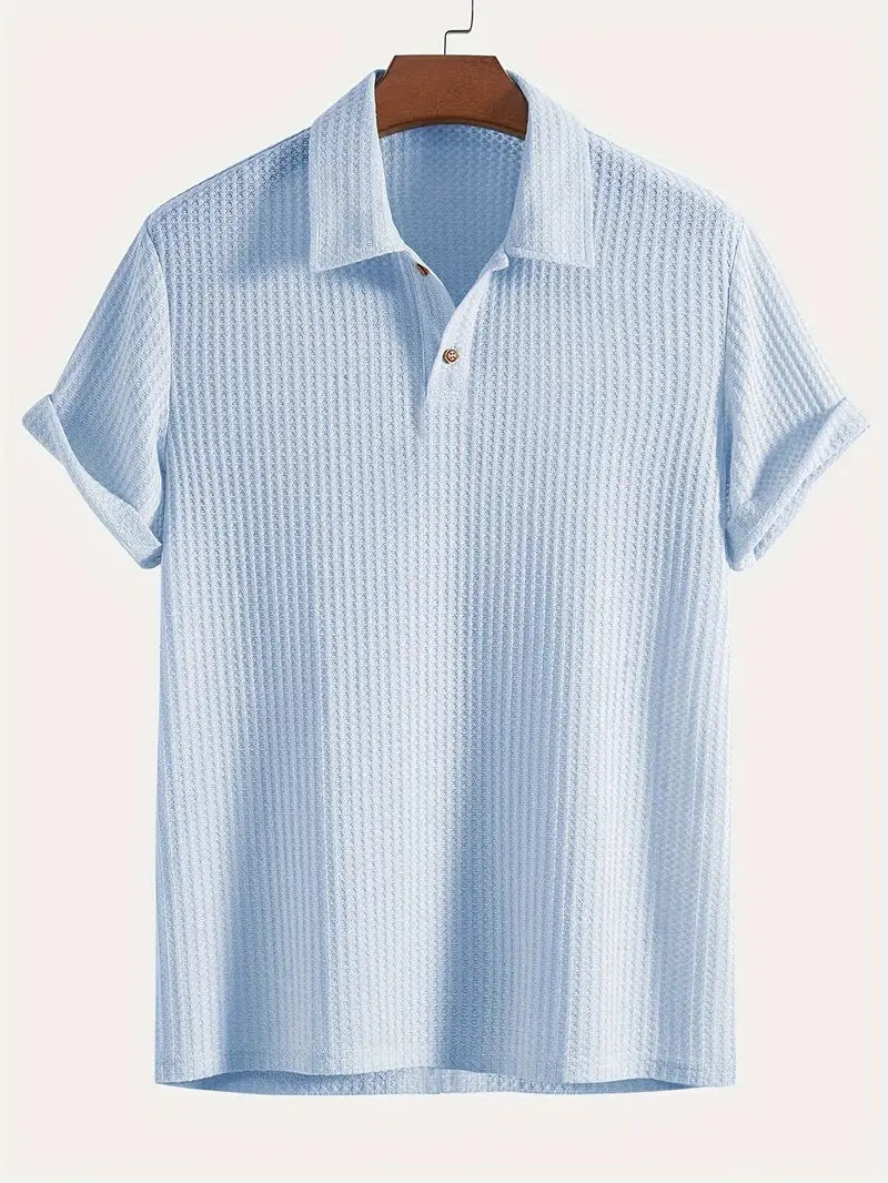 Men's Plain Jacquard Knit Polo Shirt