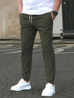 Solid color slim-fit casual pants