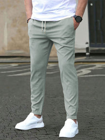 Solid color slim-fit casual pants