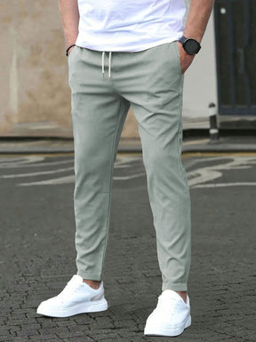 Solid color slim-fit casual pants