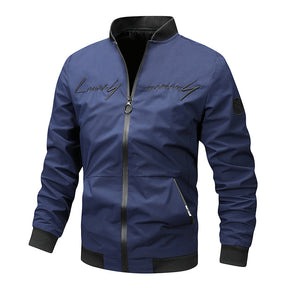 Men's Regular Fit Letter Embroidered Zip-Up Pilot Jacket