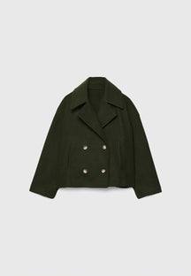 Lapel double-breasted short coat