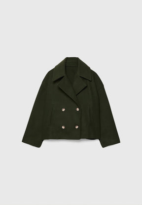 Lapel double-breasted short coat