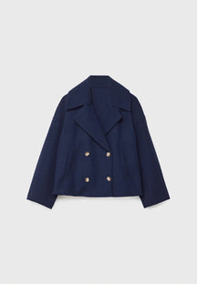 Lapel double-breasted short coat