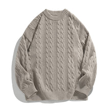 Solid-color round-neck striped knitted sweater