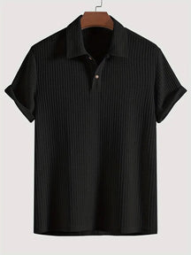 Men's Plain Jacquard Knit Polo Shirt