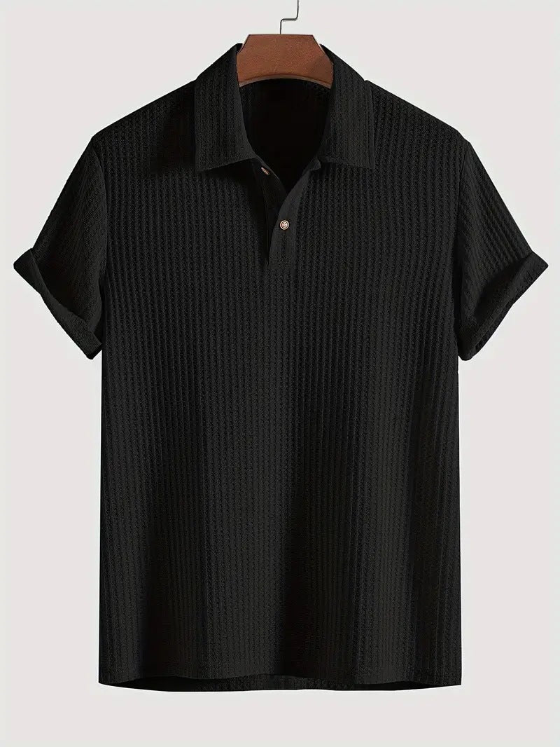 Men's Plain Jacquard Knit Polo Shirt