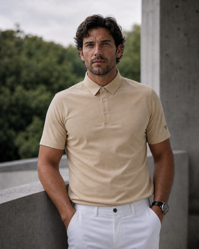 The "Clubhouse" Tech-Knit Polo | 4-Way Stretch & Zero-Iron