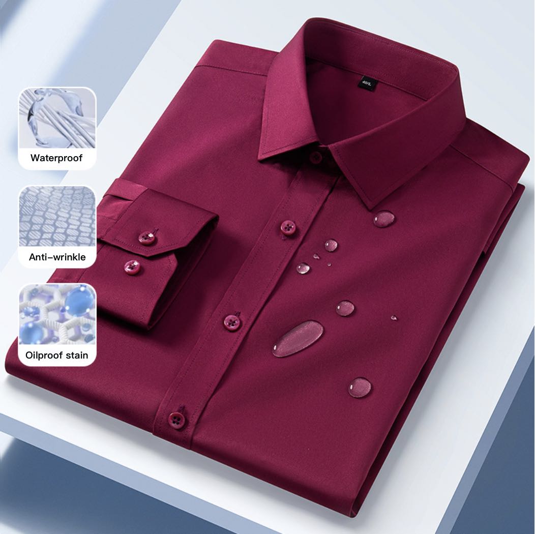 Anti-wrinkle, waterproof, oil-resistant, and stain-resistant long-sleeve shirt