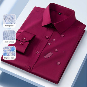 Anti-wrinkle, waterproof, oil-resistant, and stain-resistant long-sleeve shirt