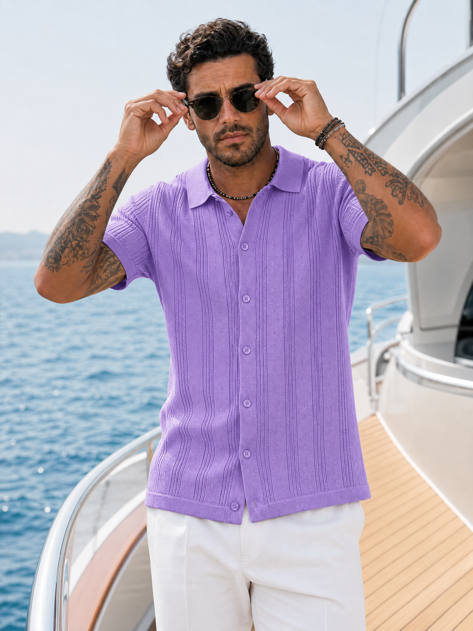 The "Riviera" Textured Polo | Ice-Silk Breathable Knit