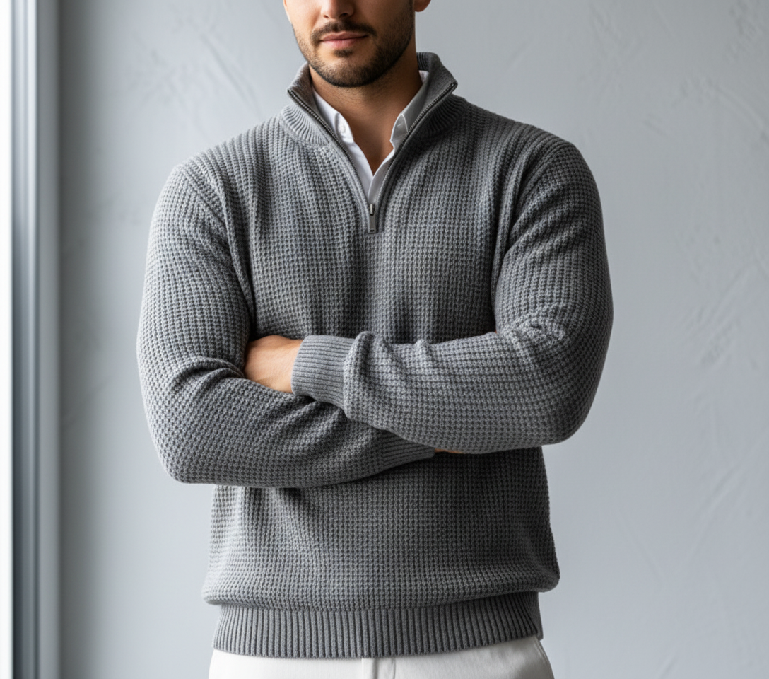 The "Summit" Quarter-Zip | Premium Heavyweight Waffle Knit