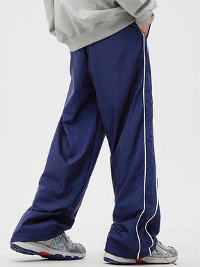 Streetwear Athleisure Loose Pocket Striped Trousers