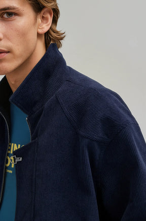 Fireman Clasp-Buckle Corduroy Collared Jacket