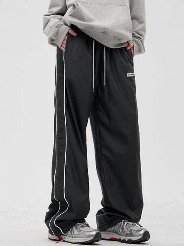 Streetwear Athleisure Loose Pocket Striped Trousers