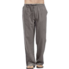 COOFANDY New York Fashion Week Linen Yoga Elastic Beach Vacation Pants Cotton Fabric Bottom Breathable Drawstring Light Loose Comfort Fit Adjustable Summer Trouser