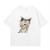 Scribble Puppy Print Short Sleeve T-shirt