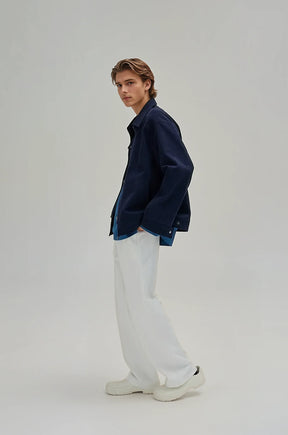 Fireman Clasp-Buckle Corduroy Collared Jacket