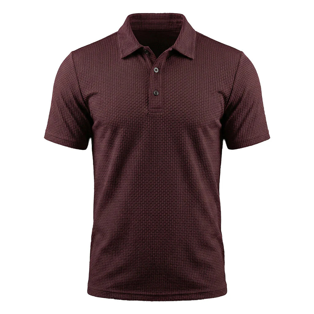 The "Riviera" Textured Knit Polo 丨Breathable Micro-Waffle Comfort