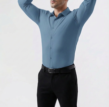 Executive Slate: Crisp White Anti-Wrinkle Stretch Dress Shirt - Lucas Attitude