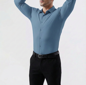 Executive Slate: Crisp White Anti-Wrinkle Stretch Dress Shirt - Lucas Attitude